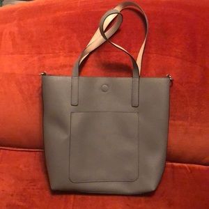 Gray faux leather tote